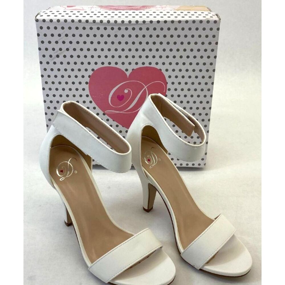 My Delicious Rosela White Ankle Strap 3" Heels - Size 6 [New in Box]